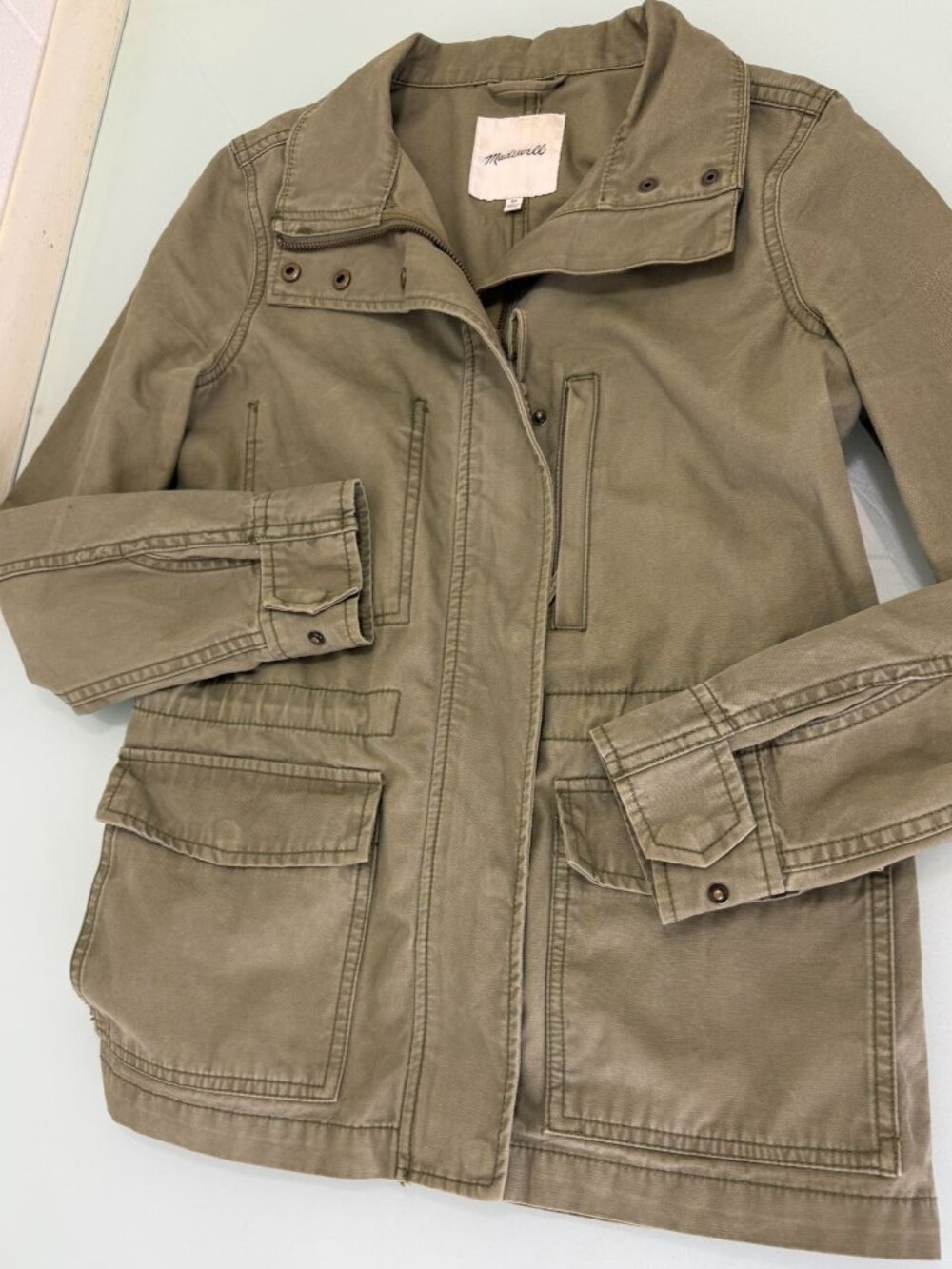 Madewell Passage Military Jacket Womens XS Utility Full Zip Army Green Cargo